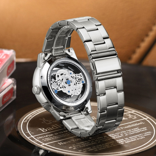 LIBER AEDON Vintage Minimalist Versatile Double-Sided Skeleton Sporty Men's Quartz Watch