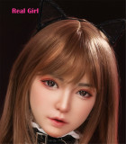 Real Girl D8ヘッド 軟質シリコン製 可愛い 女性ヘッド ラブドールの頭 頭部単品 ヘッド単体 M16ボルト採用 140-170CM身長適用 職人メイク 塗装済み 口開閉機能付き リアルな口腔構造