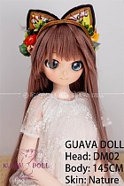 GUAVADOLL アニメドール ソフトビニール製ヘッド+TPE製ボディ 145cm Aカップ DM02 ヘッド M16ジョイント 他社と交換可能 138-150ＣＭのボディに適用 ナチュラル肌色