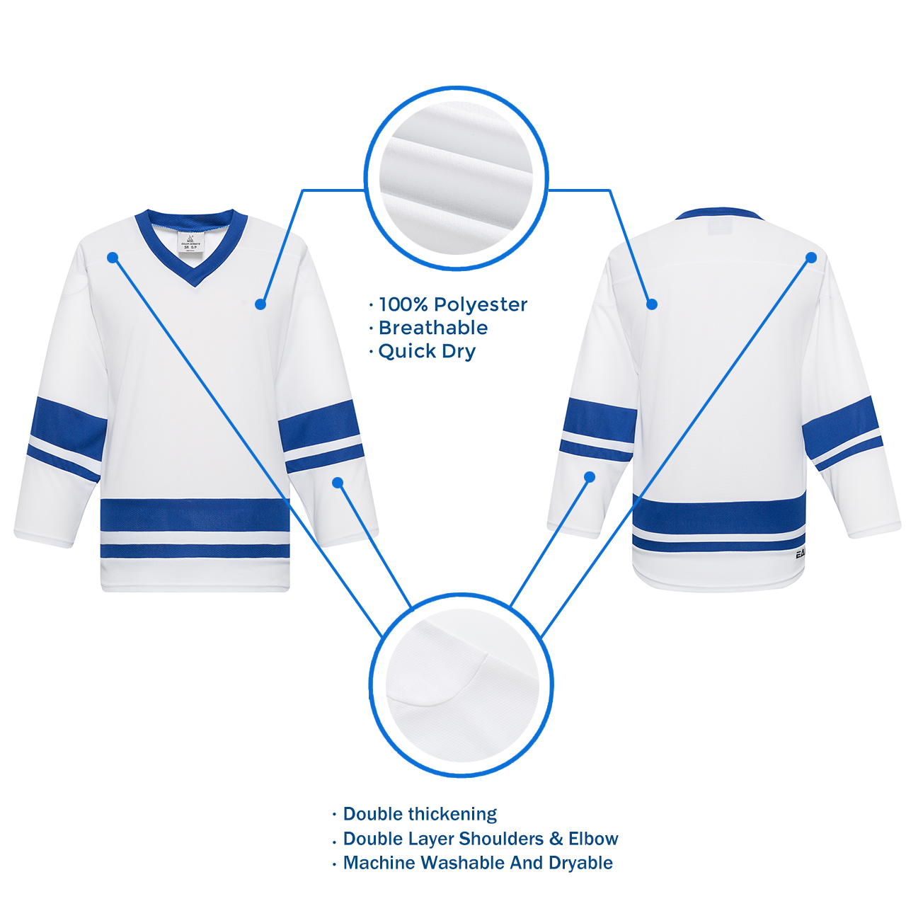 Pearsox 100 Denier Blank Polyester Hockey Jersey - Royal (Youth Small/Medium)