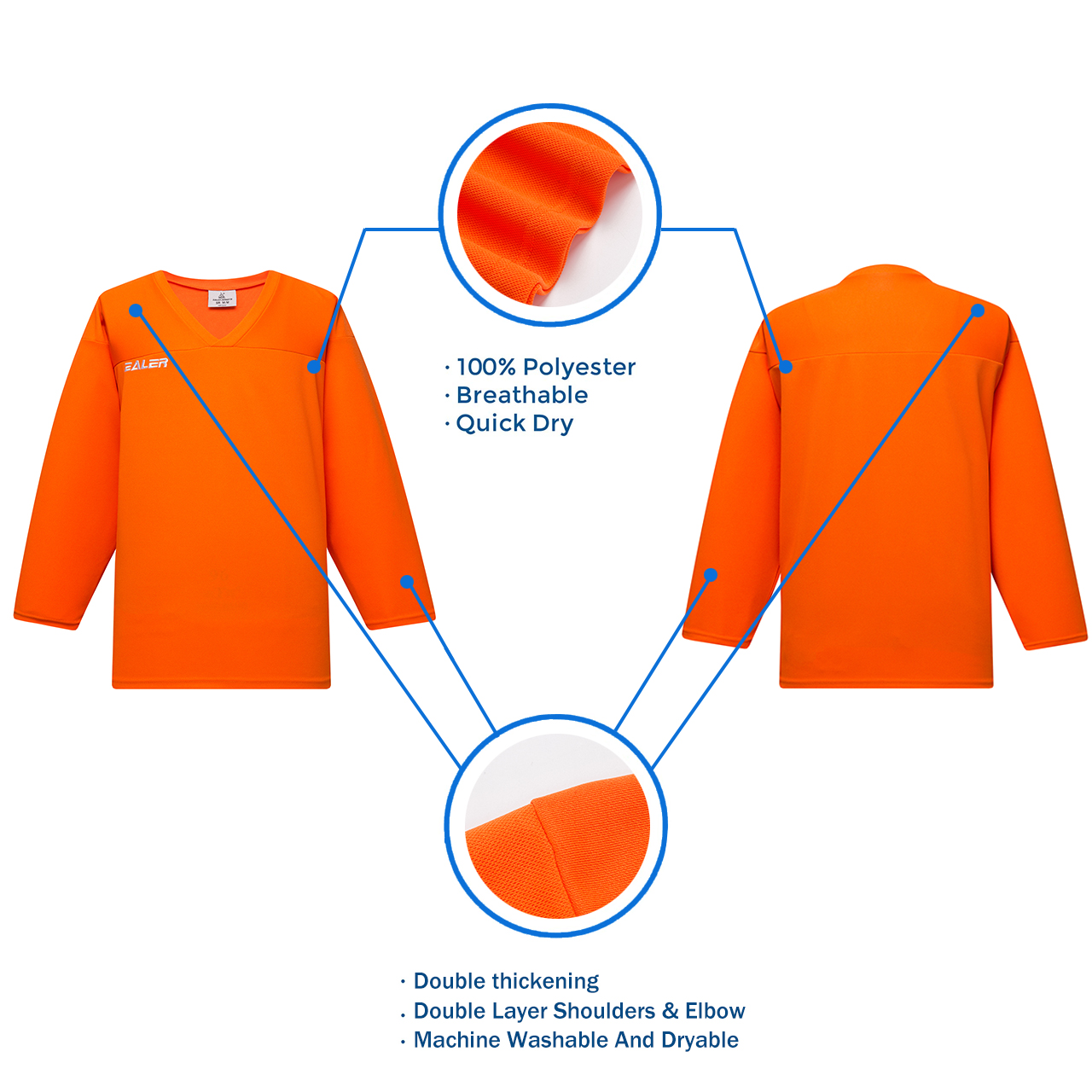 H6000-064 Orange Practice Style Blank Hockey Jerseys –