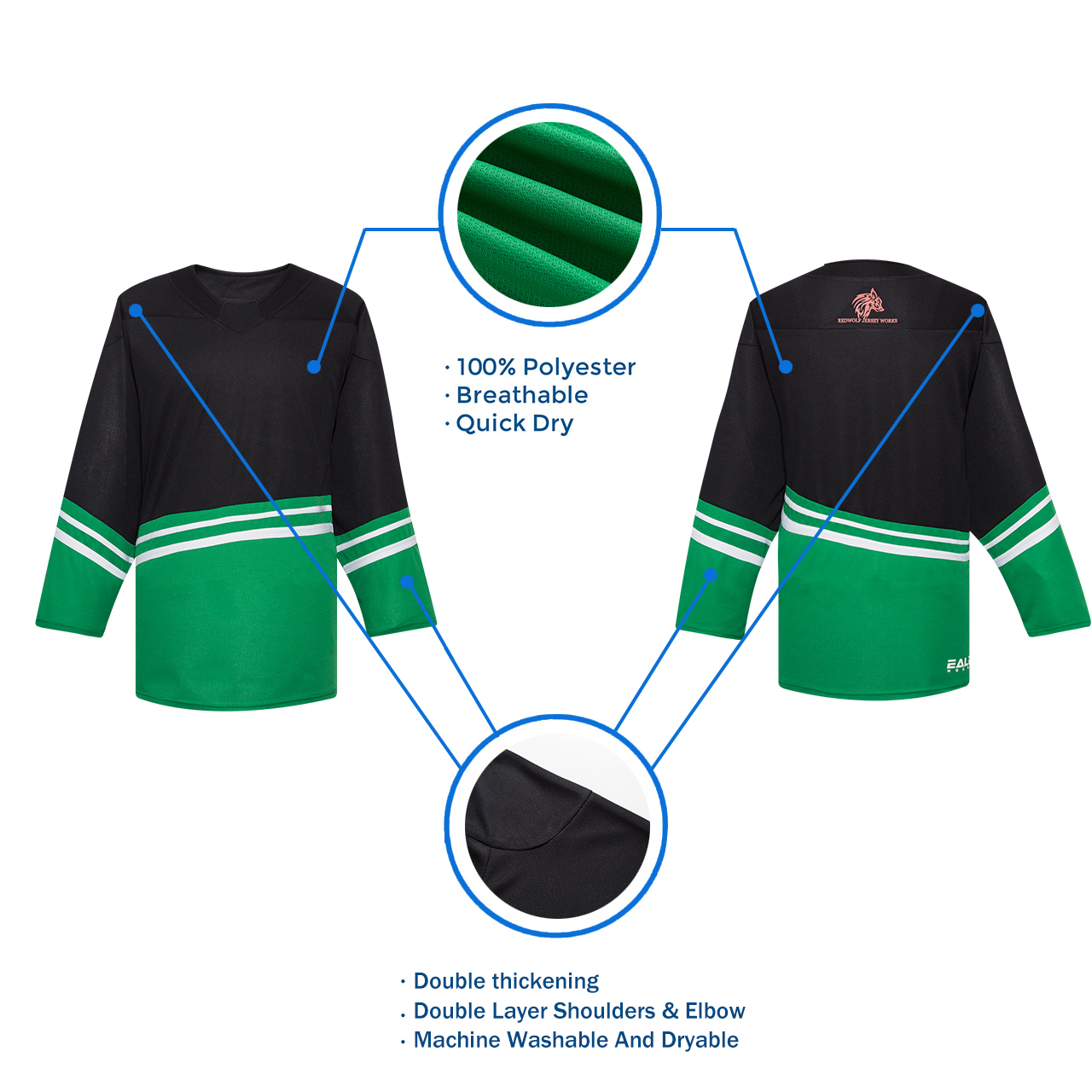 H6400-269 Lime Green/Black League Style Blank Hockey Jerseys Youth XL