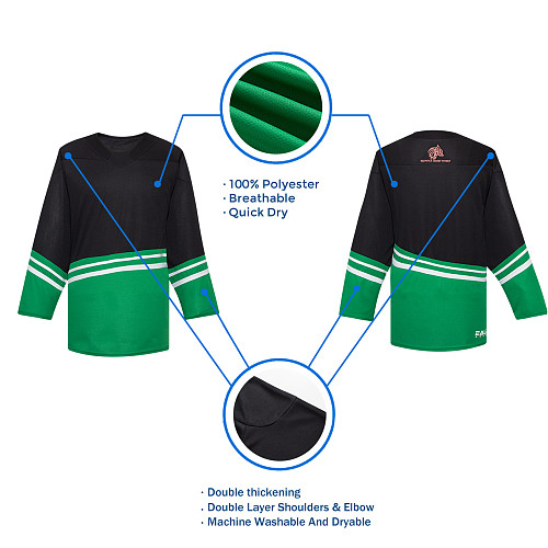 H500-001 Black/Green Blank hockey Designer Jerseys