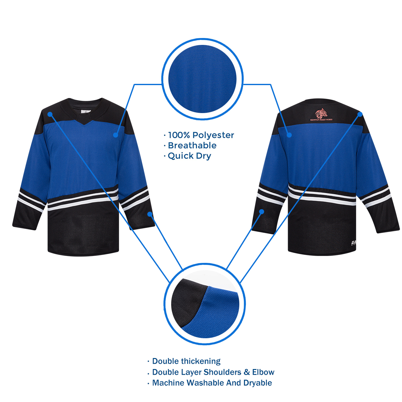 Black and hot sale blue hockey jersey