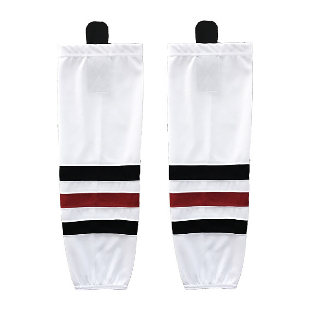HS100-XW018 White Blank  hockey  Team socks(Pair)