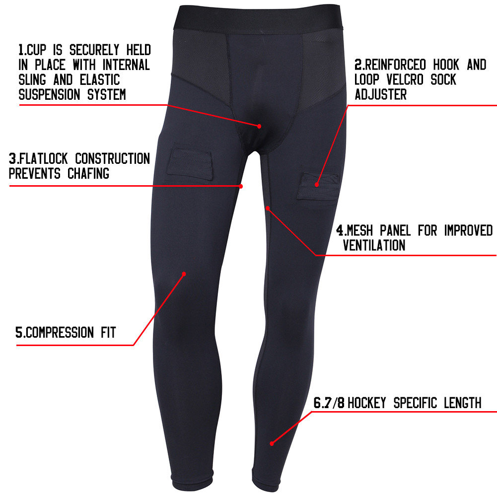 HPC200 Compression Hockey Pants with Athletic Cup & Sock Tabs, Hockey ...