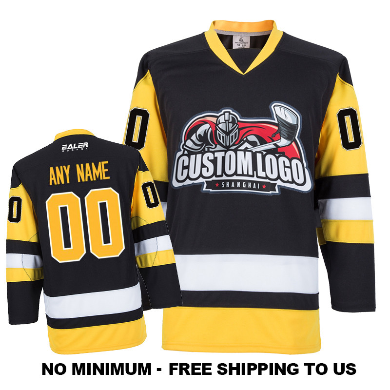 ECE005 Custom Your Hockey Jerseys (Any Logo Any Number Any Name) Black