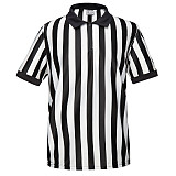 EALER ERJ100 Series Men's Official Pro-Style Collared Black & White Stripe Referee / Umpire Jersey, Great for Basketball, Volleyball, Football, & Soccer