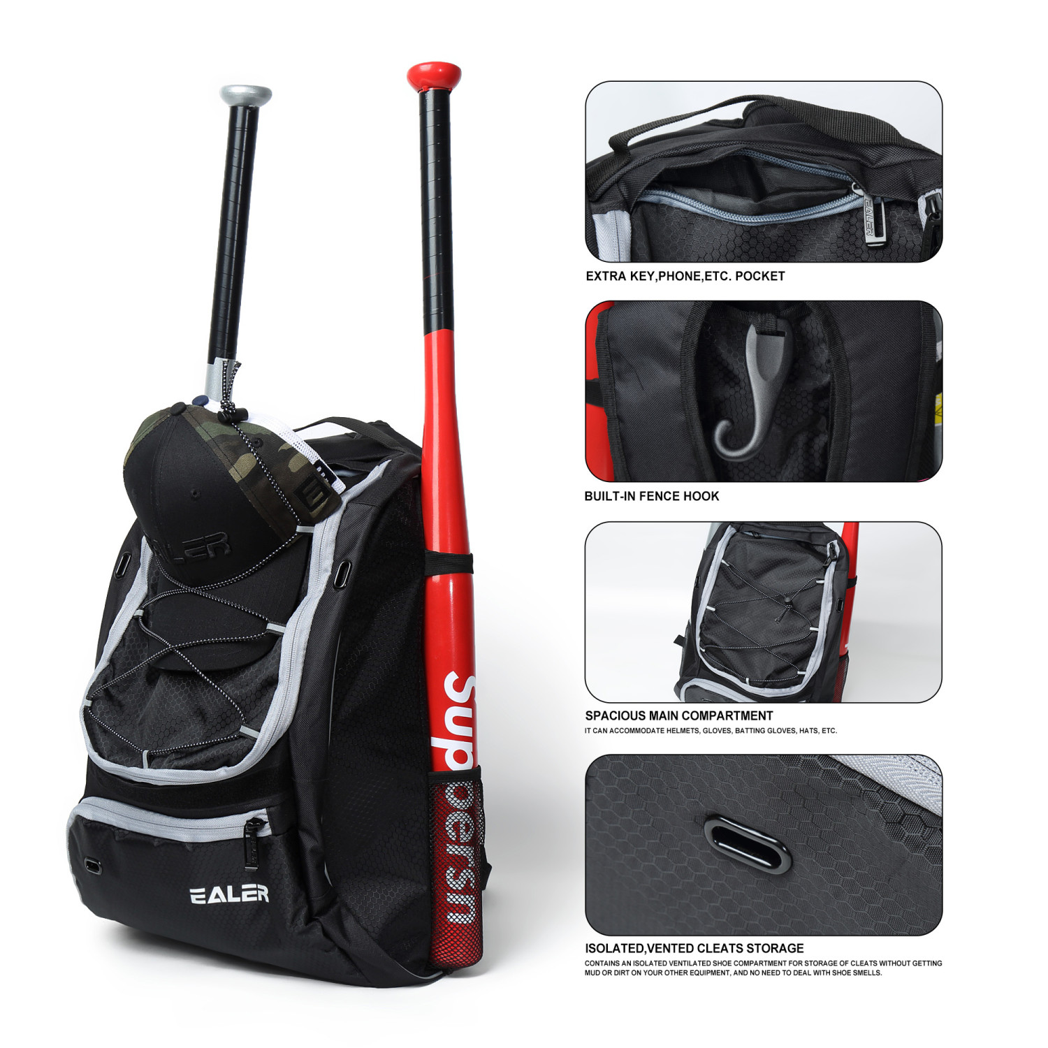 EALER Baseball Bat Bag Backpack for Baseball, TBall & Softball