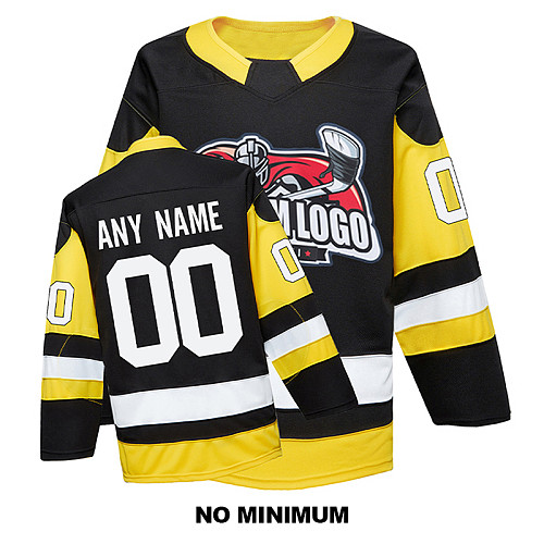 EC-EF005 Custom Your Hockey Jerseys (Any Logo Any Number Any Name) Black