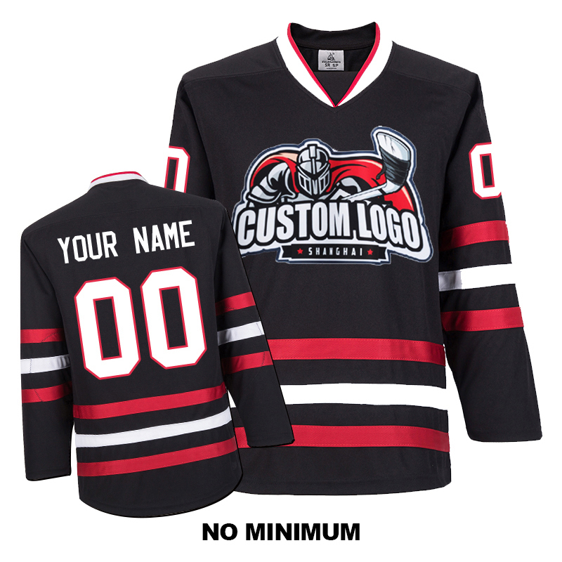 EC-E062 Custom Your Hockey Jerseys (Any Logo Any Number Any Name) Black