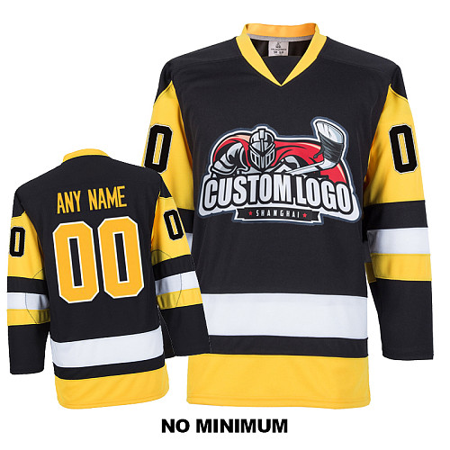 EC-E005 Custom Your Hockey Jerseys (Any Logo Any Number Any Name) Black