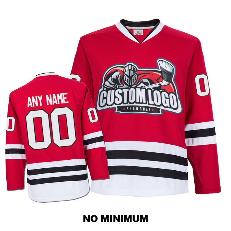 EC E022 Custom Your Hockey Jerseys Any Logo Any Number Any Name Red