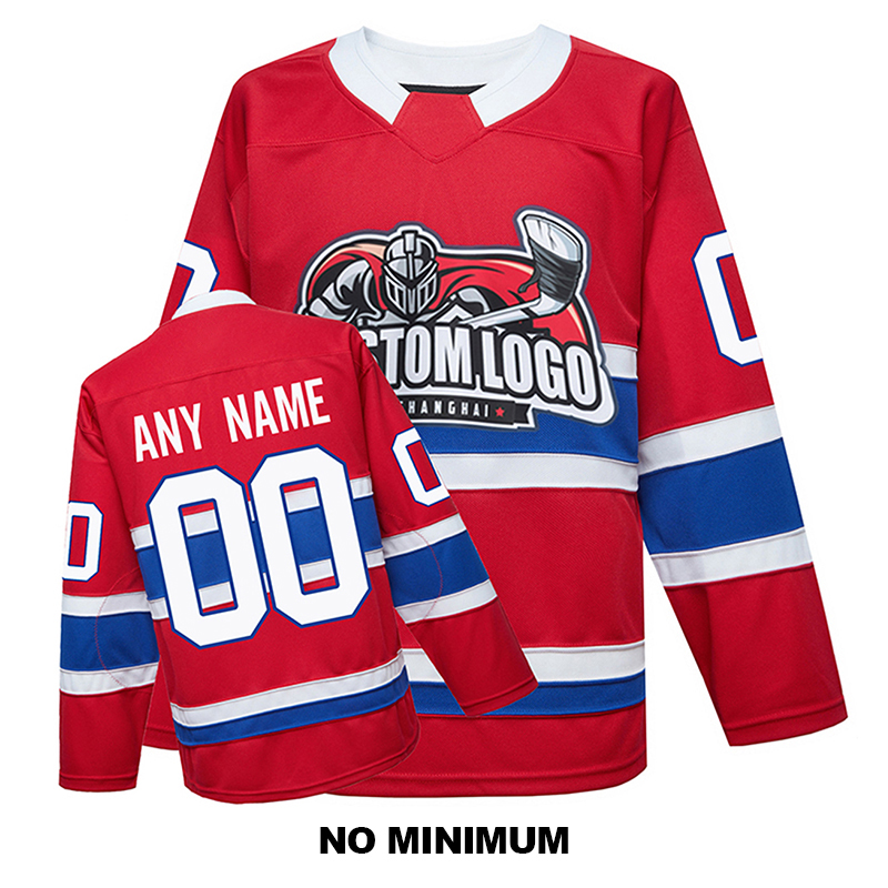 EC-E071 Custom Your Hockey Jerseys (Any Logo Any Number Any Name) Red