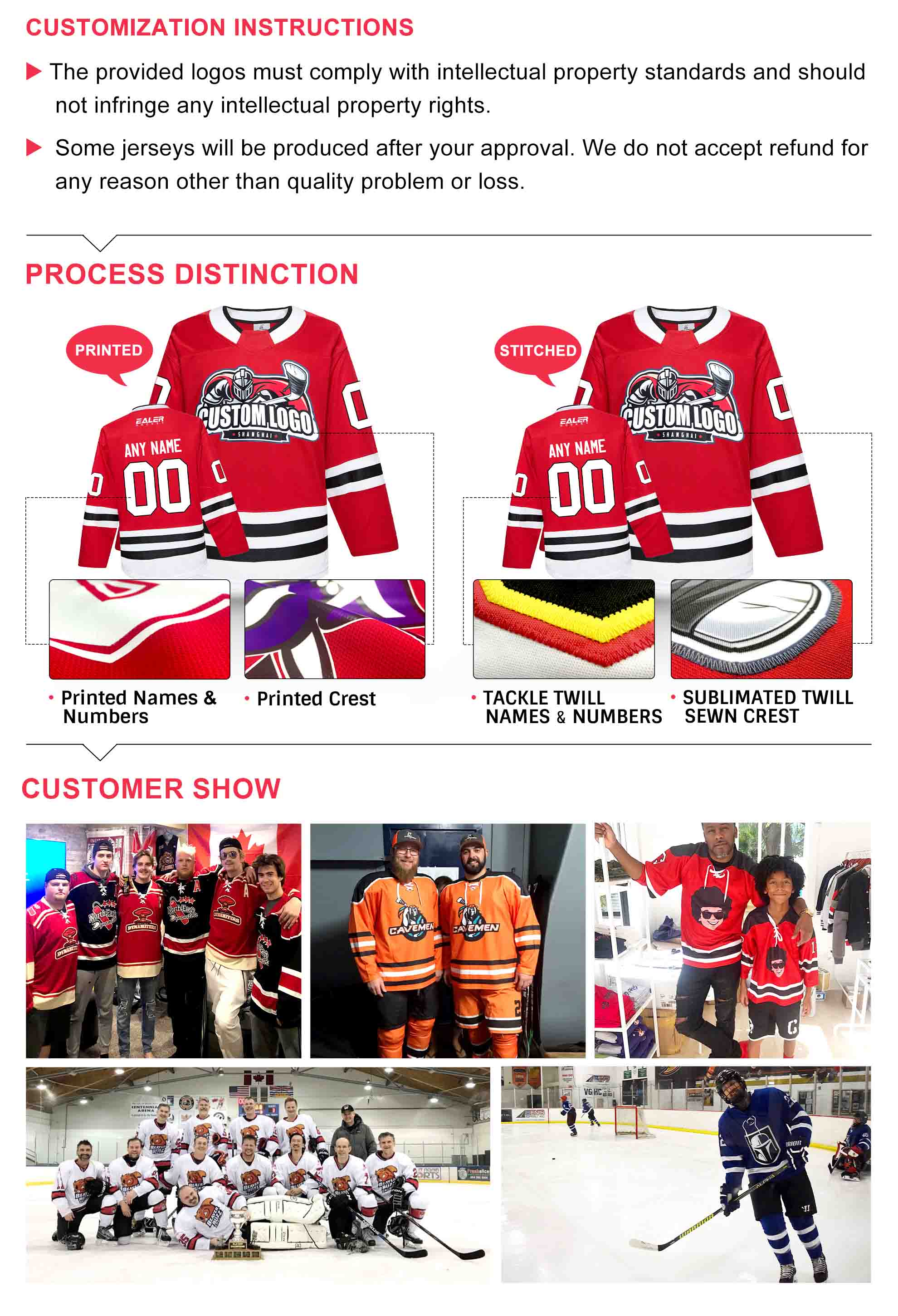 Mantheme Ice Hockey Jerseys, Custom Logo, Name, Number, Goalie Tender Size Please Choose 6XL, Plain Jerseys