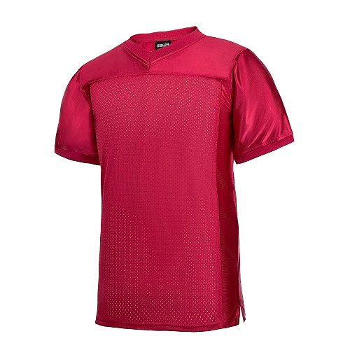 FJ80 Blank Football Jersey Mesh Athletic Football Shirt Practice Sports Uniform-Red