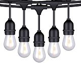 Generalman String Lights - 48 ft LED Outdoor String Lights - Shatterproof, Waterproof Pergola Lights - 15 Hanging Sockets, Light Sensor, Edison Bulbs - Decor for Patio, Backyard, Garden, Bistro