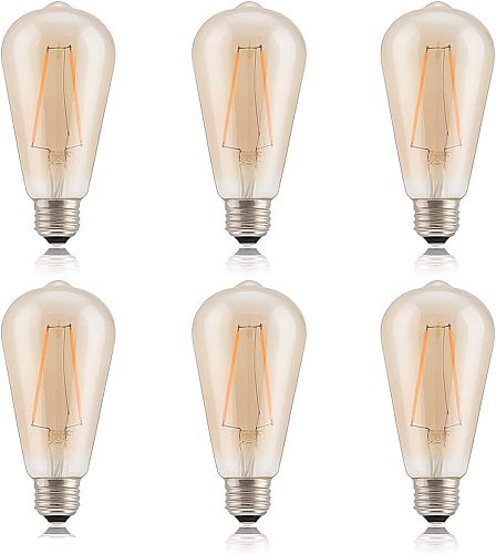 Generalman LED Bulbs - 2W ST64 Vintage Edison Light Bulb, 2200K LED Lighting Bulbs, E26 Standard Base Bulbs (6 Pack)