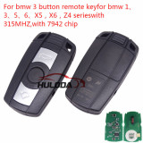For bmw 3 button remote key for bmw 1、3、5、6、X5, X6, Z4 series