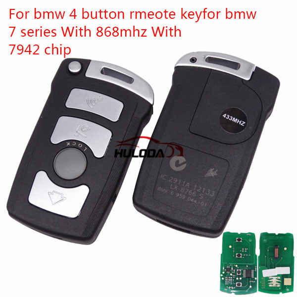 For Bmw 4 button remote key for bmw 7 series With ID46 PCF7942 868mhz