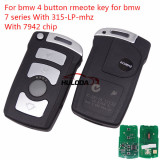 For Bmw 4 button remote key for bmw 7 series With  ID46 PCF7942  315-LP- MHZ