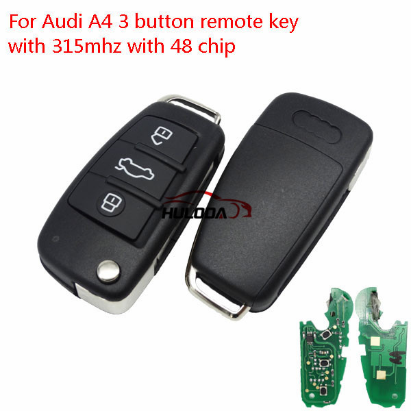For Audi A4 3 button flip remote key with 315Mhz