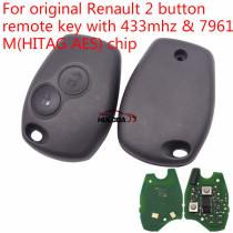 For Renault 2 button remote key with 433mhz & 7961M(HITAG AES) chip no blade