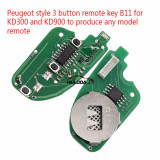 For Peugeot style 3 button remote key B11 for KD300,KD900,URG200,mini KD and KD-X2 generate new keys ,For produce any model  remote