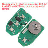 For Hyundai style 3+1 button remote key B09-3+1 for KD300 and KD900 to produce any model  remote