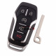 For Ford  4+1 button remote key shell with Hu101 blade For Ford Mustang Edge Explorer Fusion Mondeo Kuka without  logo