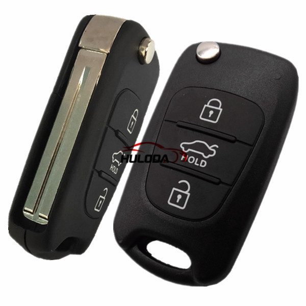 For Hyundai 3 button flip remote key shell with Hold button