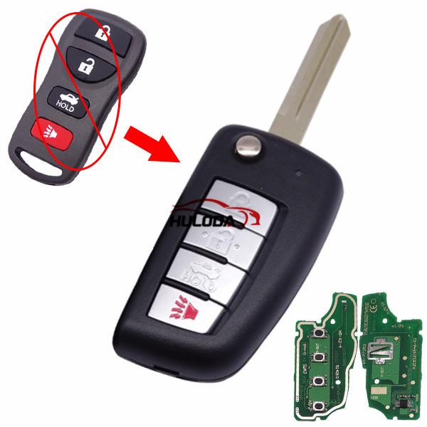 For Nissan 4 button  remote key with 315mhz   electronic wave modle FCCID is KBRASTU15