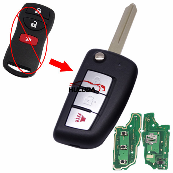 For Nissan 3 button  remote key with 433mhz electronic wave modle
