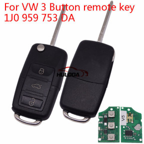 For VW 3 Button remote key 1J0 959 753 DA     with ID48 chip-434mhz