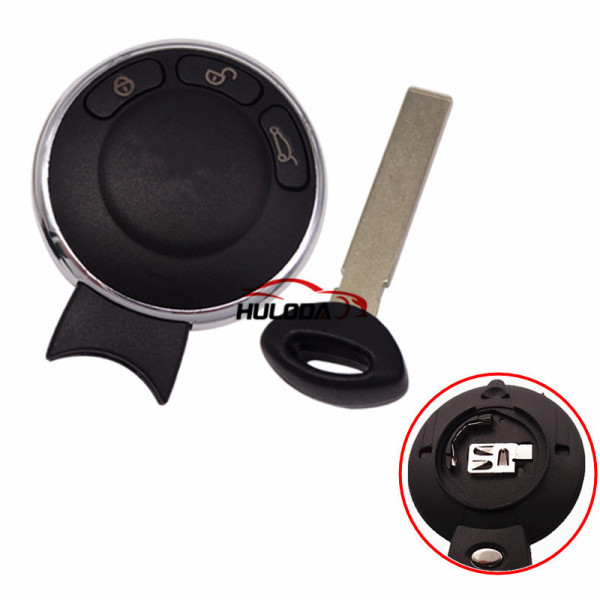 For BMW MINI 3 button remote key blank with battery clamp on back side without logo