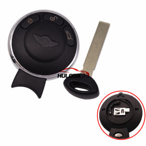 For BMW MINI 3 button remote key blank with battery clamp on back side with logo
