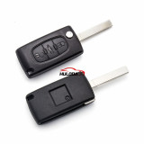 For Peugeot 3 Button Flip Remote Key 434mhz (battery on PCB) with 46 PCF7941 chip FSK model  with VA2 and HU83 blade, trunk  button , please choose the key shell