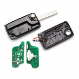 For Peugeot 2 Button Flip Remote Key  433mhz (battery on PCB) FSK model  with 46 chip with VA2 and HU83 blade , please choose the key shel