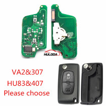 For Citroen 2 Button Flip Remote Key  433mhz (battery on PCB) FSK model  with 46 chip with VA2 and HU83 blade , please choose the key shell