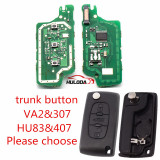 For Citroen 3 Button Flip  Remote Key with 46 chip PCF7961chip FSK model  with VA2 and HU83 blade, trunk button , please choose the key shel