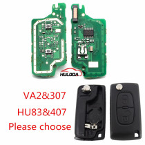 For Citroen 2 Button Flip  Remote Key with 46 chip PCF7961 FSK model  with VA2 and HU83 blade , please choose the key shell