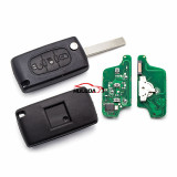 For Peugeot 3 Button Flip  Remote Key with 46 chip PCF7941chip ASK model  with VA2 and HU83 blade, light button , please choose the key shell