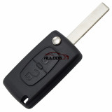 For Peugeot 407 blade 2 buttons flip remote key blank ( HU83 Blade-2Button-With battery place )