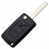 For Peugeot 407 blade 3 button flip remote key blank with trunk button ( HU83 Blade - Trunk - With battery place )