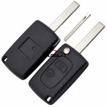 For Peugeot 2 button modified flip remote key blank with HU83 Blade