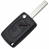 For Peugeot 2 button modified flip remote key blank with HU83 Blade