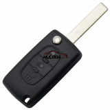 For Peugeot 407 blade 3 button flip remote key blank with light button ( HU83 Blade - Light - No battery place )