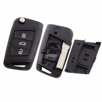 For VW 3 button flip remote key blank with HU66 blade