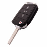 For VW MQB platform 3 button flip remote key  blank with HU149 blade