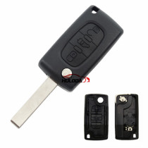 For Fiat 3 buton flip remote key blank with battery place with HU83 blade